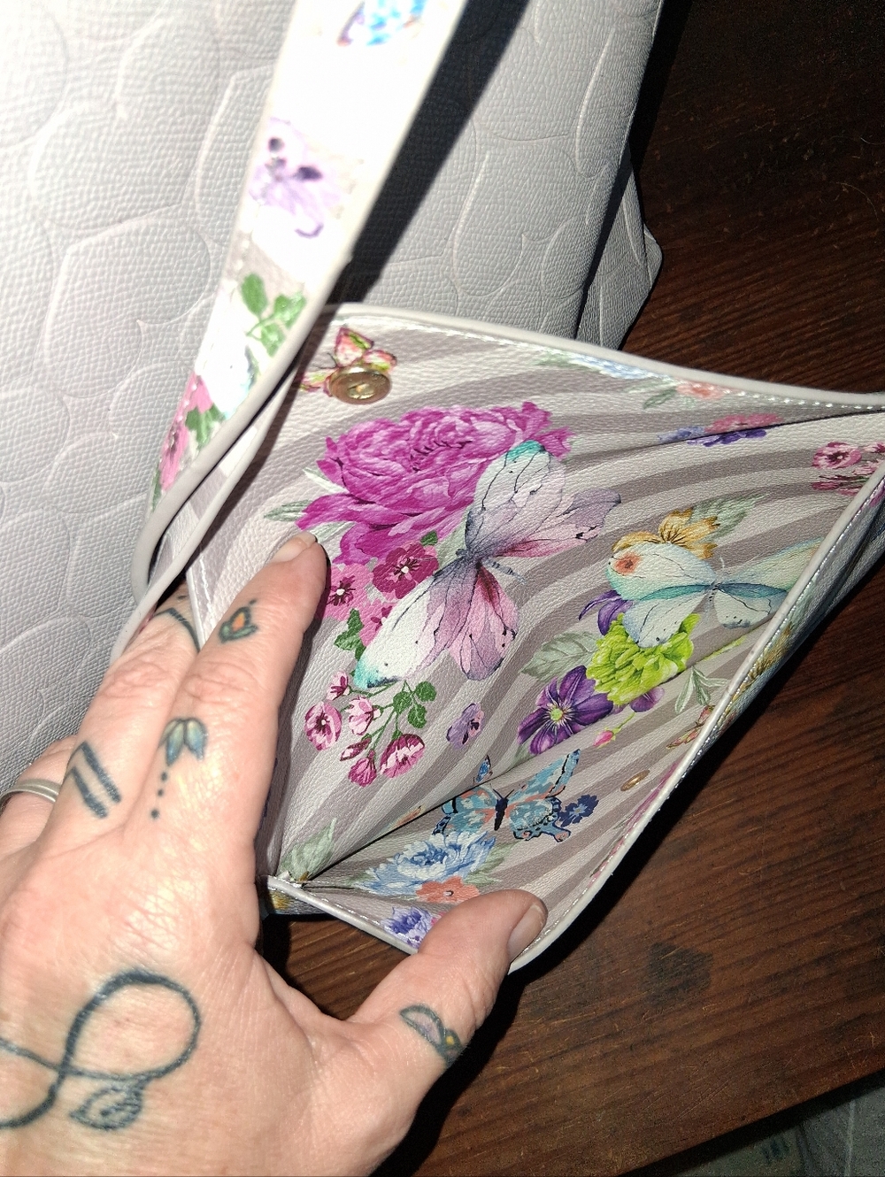 Betsey Johnson Grey Embossed Tote - Picture 8 of 9